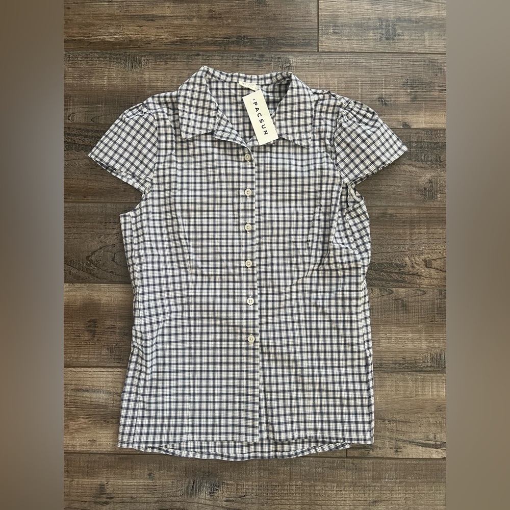 Pacsun-Plaid collared top